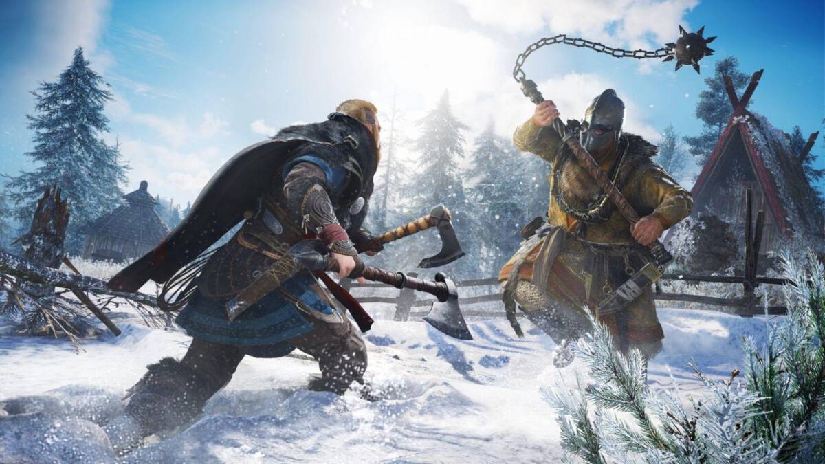 Sony может провести презентацию игр для PS5 уже 3 июня 3 Два воина в зимнем пейзаже с оружием на фоне деревьев