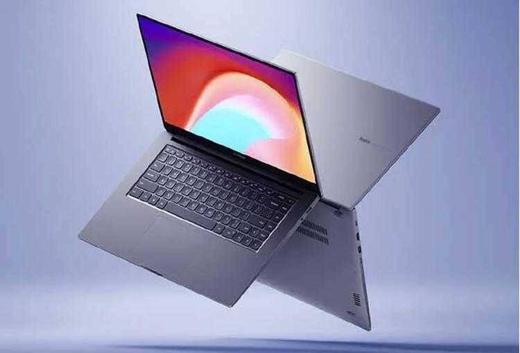Ноутбук RedmiBook 16 с открытым дисплеем и клавиатурой