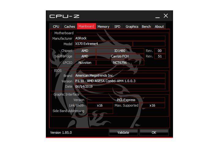 Экран утилиты CPU-Z с информацией о материнской плате и графическом интерфейсе на ноутбуке RedmiBook