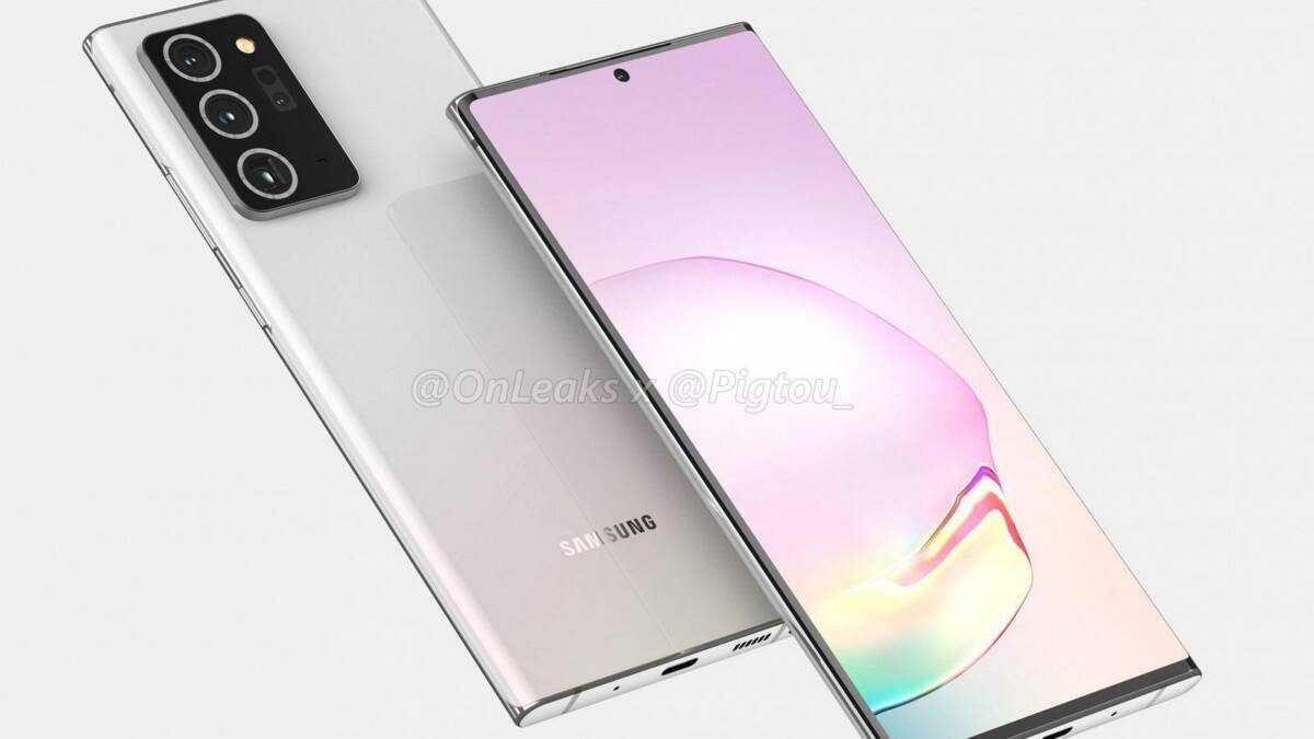 Смартфон Samsung Galaxy Note 20+ с задней камерой и экраном спереди