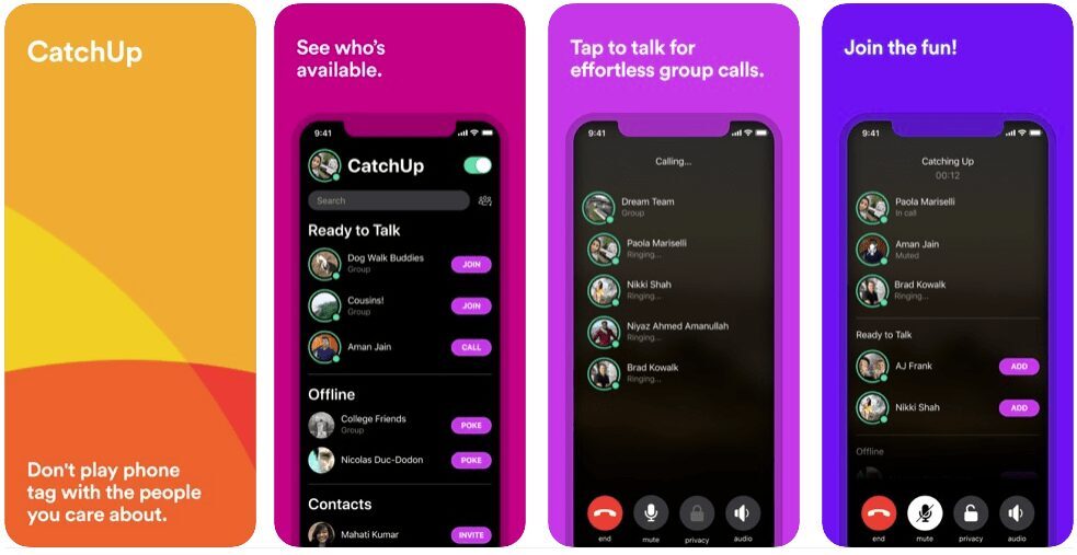 Экран приложения CatchUp для звонков и общения на OPPO Reno4