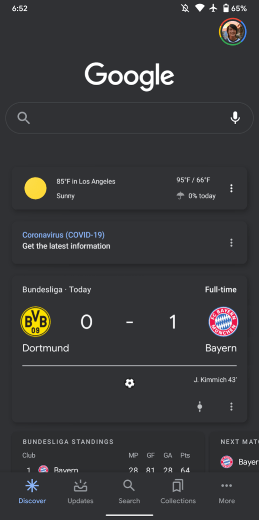 google app weather card