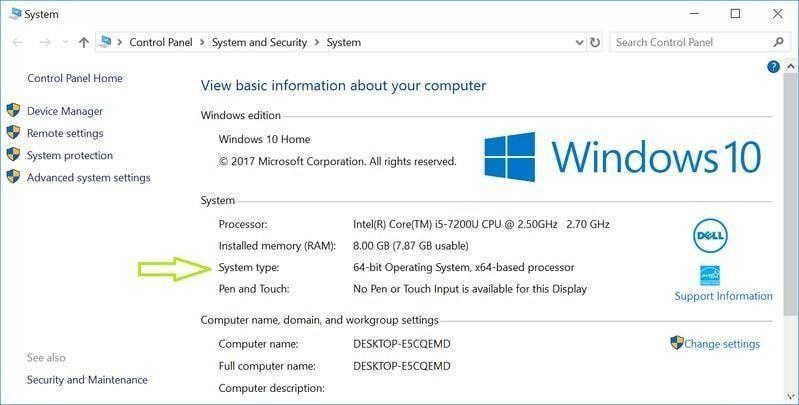 how to tell if you are running windows 64 bit or 32 bit