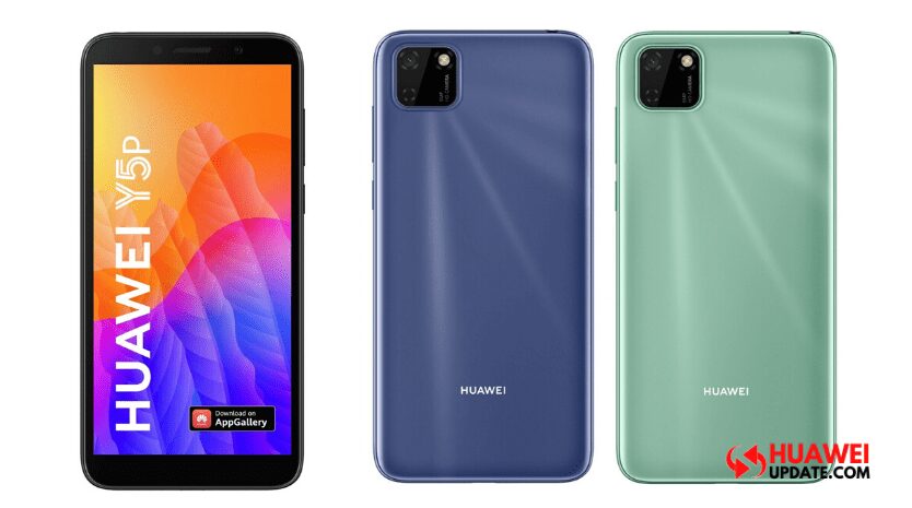 Смартфон Huawei Y5p спереди и задняя панель с камерой