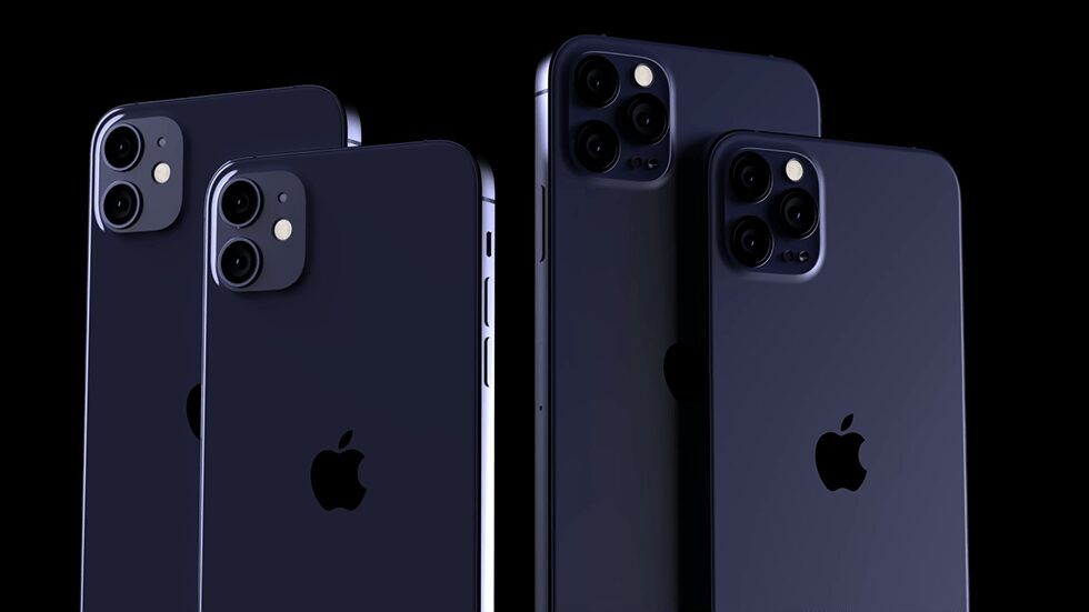 Четыре задние камеры iPhone 12 и модуль вспышки