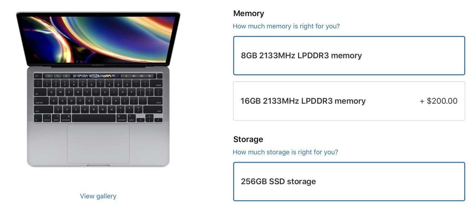 Apple удвоила цену на оперативную память в новом MacBook Pro 13 3 macbook pro 13 ram increase