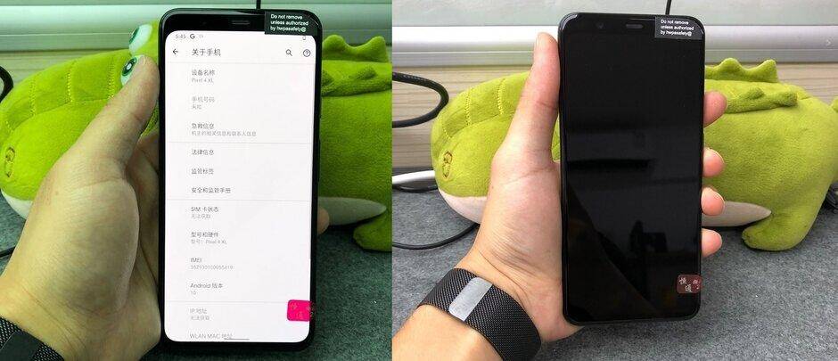 Смартфон Google Pixel 4 XL с включенным и выключенным экраном