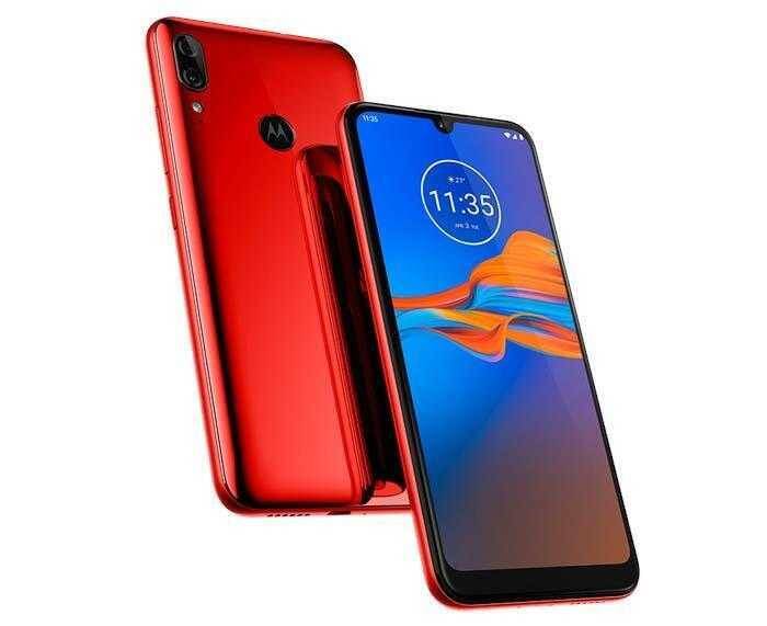 Красный смартфон Motorola Moto E LE с двойной камерой и дисплеем