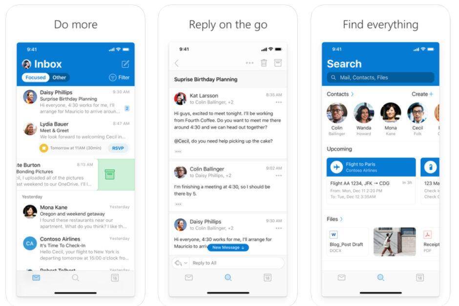Защита от спама в Outlook наконец-то появилась на iOS 3 Экран приложения электронной почты на смартфоне Sony Xperia 10 II
