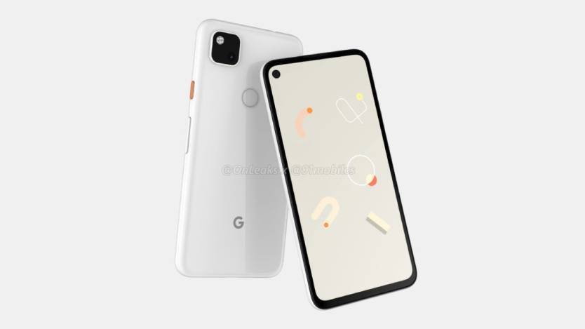 Смартфон Google Pixel 5 с белым корпусом и черной рамкой дисплея