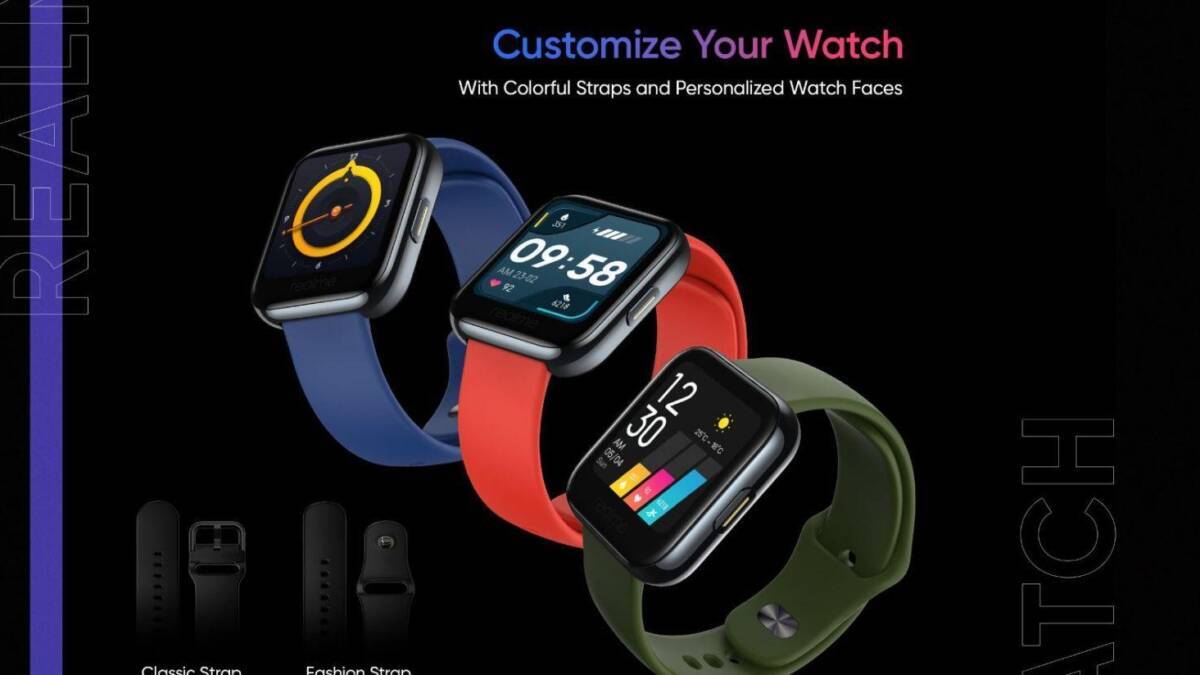 Умные часы Realme Watch с цветными ремешками и интерфейсами