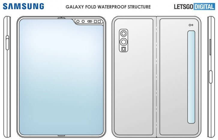 Изображение складного смартфона Samsung Galaxy Fold с задней и передней стороны