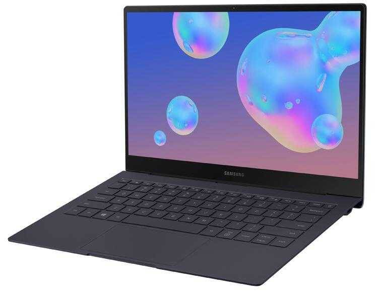 Samsung представила ноутбук Galaxy Book S 4 ноутбук Samsung Galaxy Book S с черной клавиатурой и дисплеем