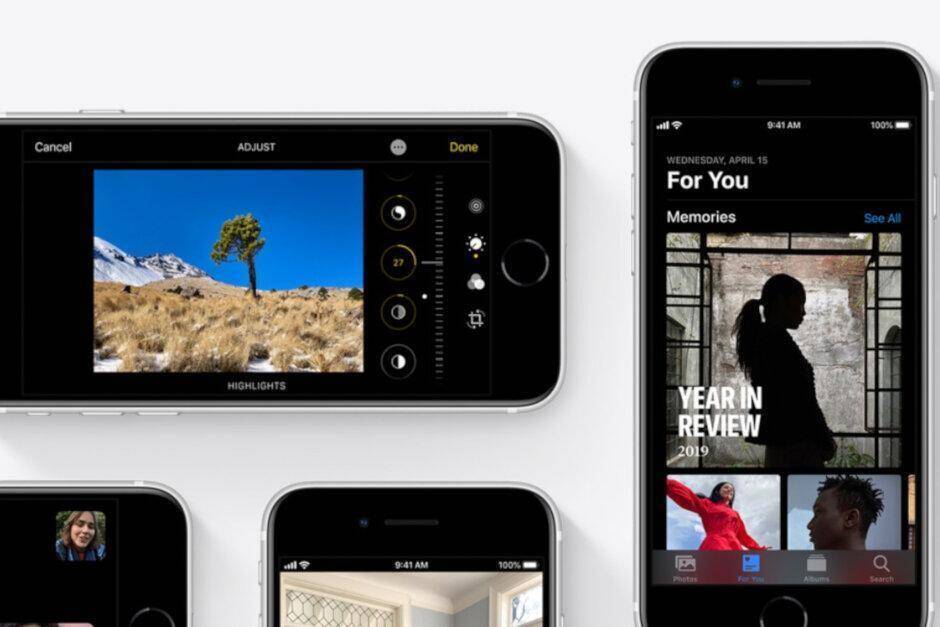 Экран iPhone SE 2020 с редактором фотографий интерфейс