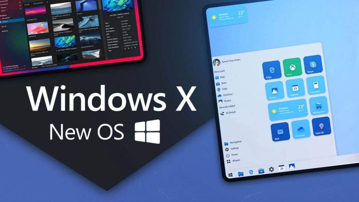 Экран ноутбука с интерфейсом Windows X и приложениями