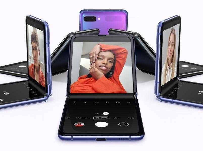 Складной телефон Samsung Galaxy Z Flip со встроенным экраном и фотографическим интерфейсом