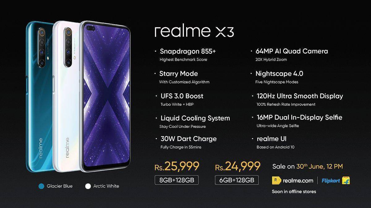 Объявление о смартфоне Realme X3 с камерой 64МП и дисплеем