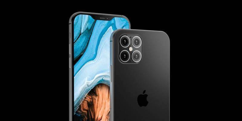 Черная задняя панель iPhone 12 с тройной камерой и дисплеем с углом обзора