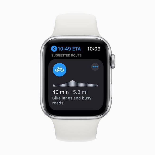 Apple Watch с показом маршрута навигации для велопрогулки