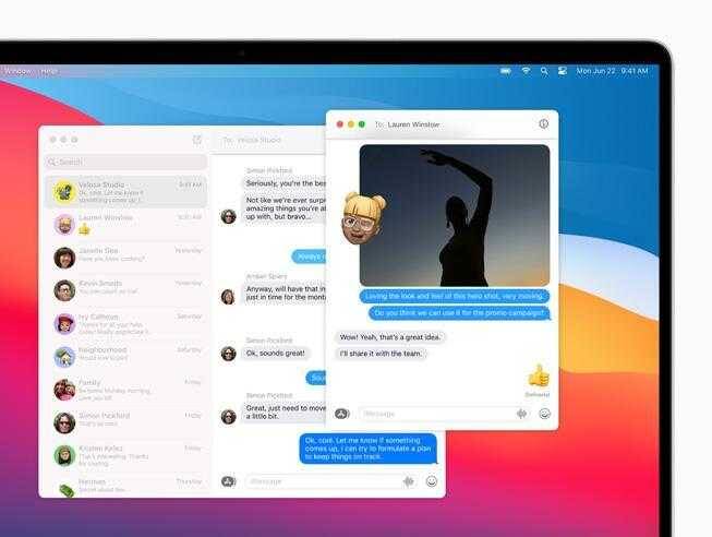 Экран MacBook с открытими приложениями и сообщениями