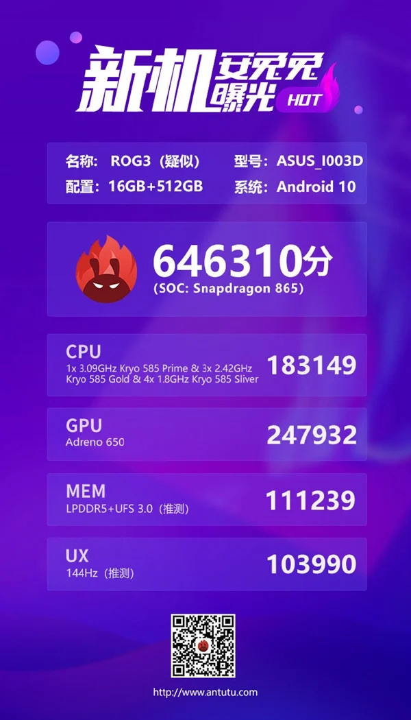 ASUS ROG Phone 3 продемонстрировал отличный результат в тесте AnTuTu 5 asus rog phone 3 antutu