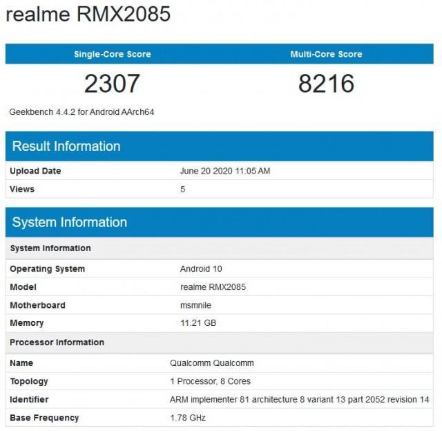 Realme X3 засветился в GeekBench с 12 Гб ОЗУ и процессором Snapdragon 765G 3 gsmarena 002 1