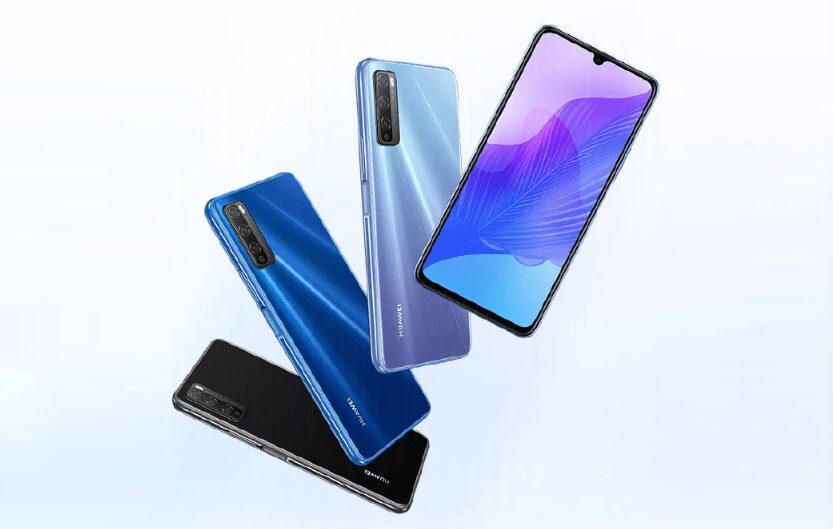 Три смартфона Huawei Enjoy 20s сзади и спереди