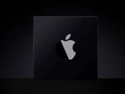 Черный квадрат с логотипом Apple на фоне темного пространства