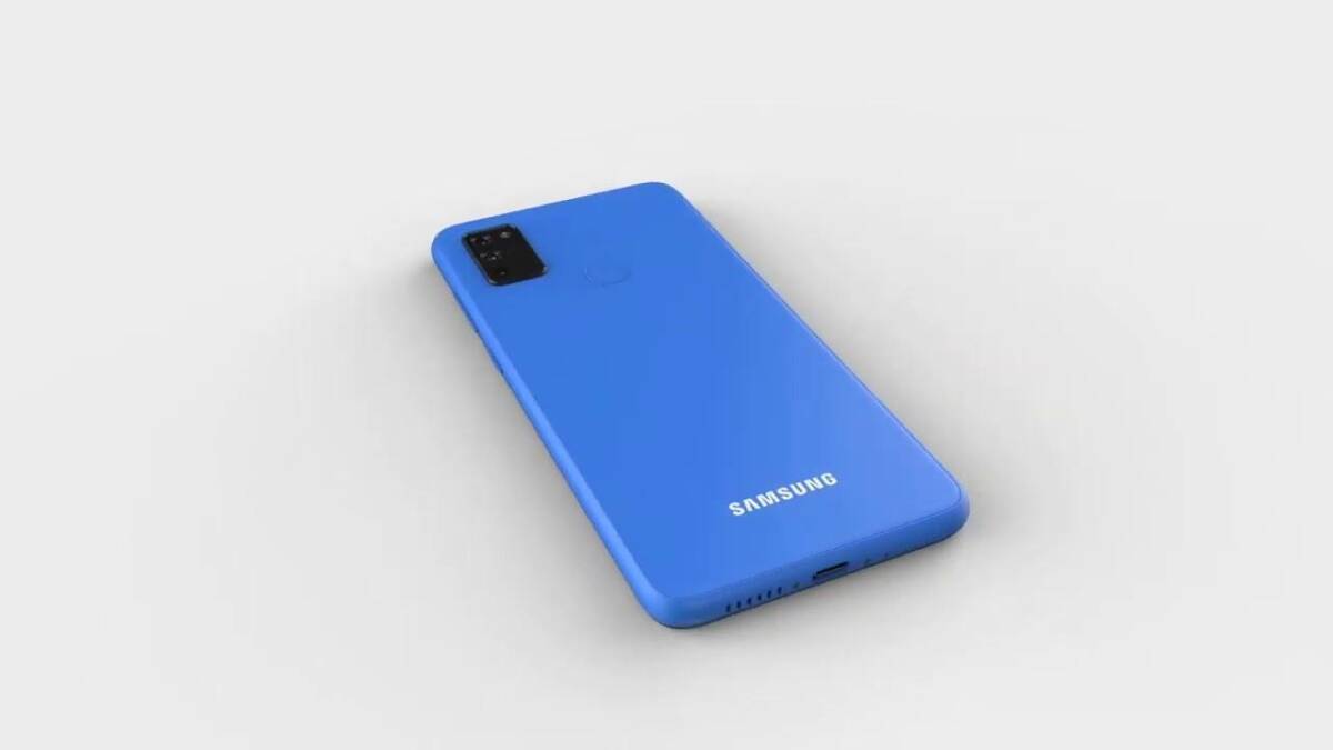 Синий смартфон Samsung Galaxy M51 с камерой и логотипом на задней панели