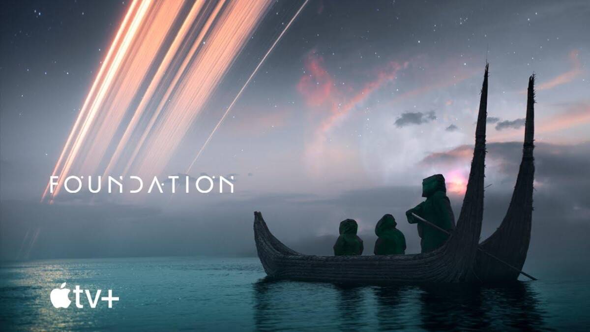 Космический пейзаж с кораблём и звездными следами Apple TV+