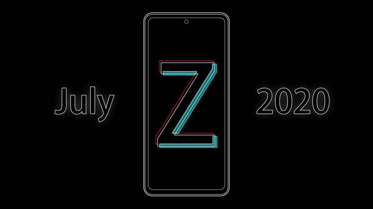 Дизайн смартфона OnePlus Z с яркой неоновой подсветкой номера крупным шрифтом