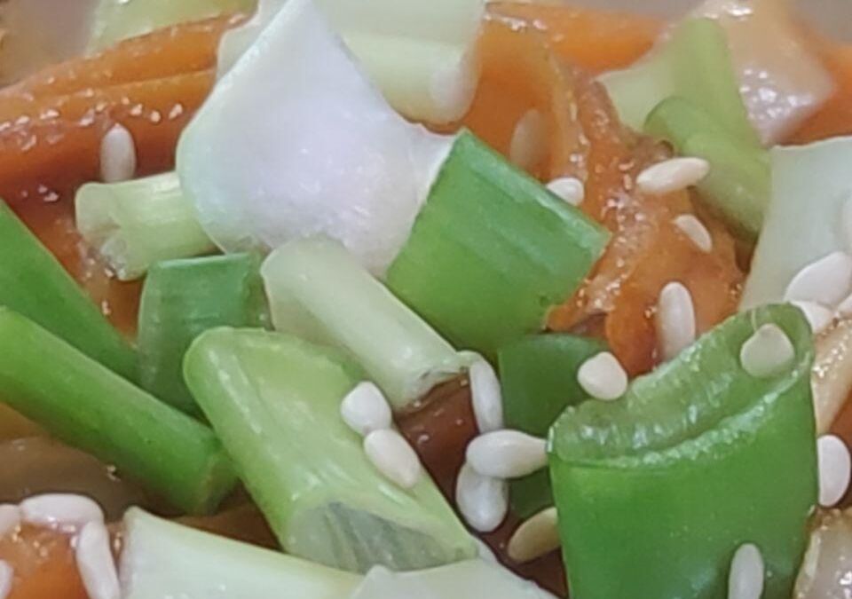 Овощной салат с зелёным луком и кунжутом для Xiaomi Mi Note 10 Pro