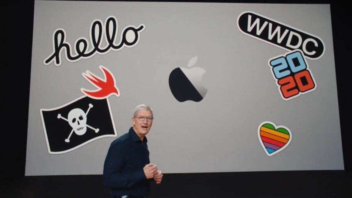 Изображение презентации Apple с логотипом и стикерами