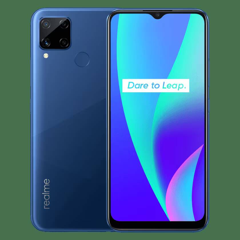 Смартфон Realme C15 с тремя камерами сзади и датчиком отпечатков пальцев на задней панели