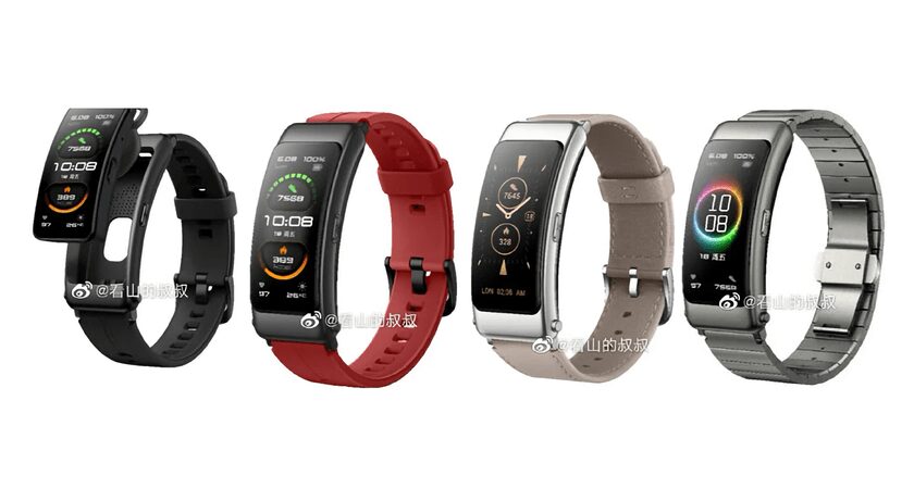 Различные варианты Huawei TalkBand B6 с разными ремешками и интерфейсами