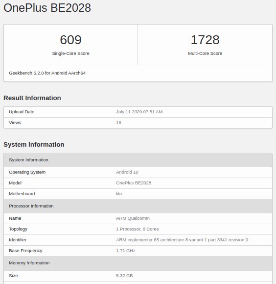 OnePlus может выпустить ещё один бюджетный смартфон 4 Тестирование производительности OnePlus BE2028 с результатами CPU и памяти