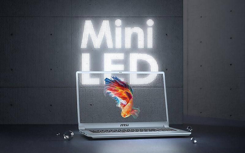 Мини LED ноутбук MSI с ярким дисплеем и рыбкой