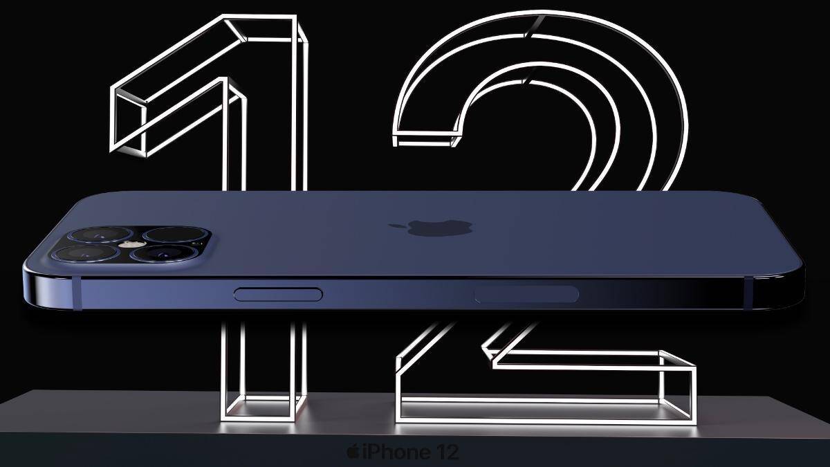 Графика iPhone 12 с тремя линзами на задней панели