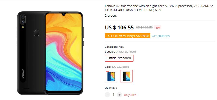 Lenovo A7 теперь доступен для покупки на AliExpress за 107 долларов 4 Смартфон Lenovo A7 черный задний вид экран отображение