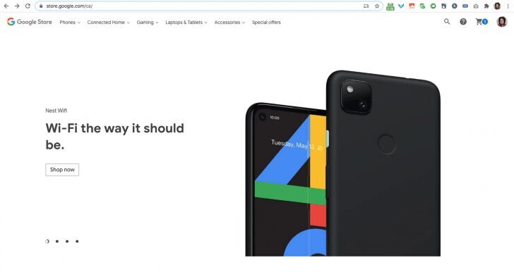 Черный смартфон Pixel 4a сзади и спереди показан