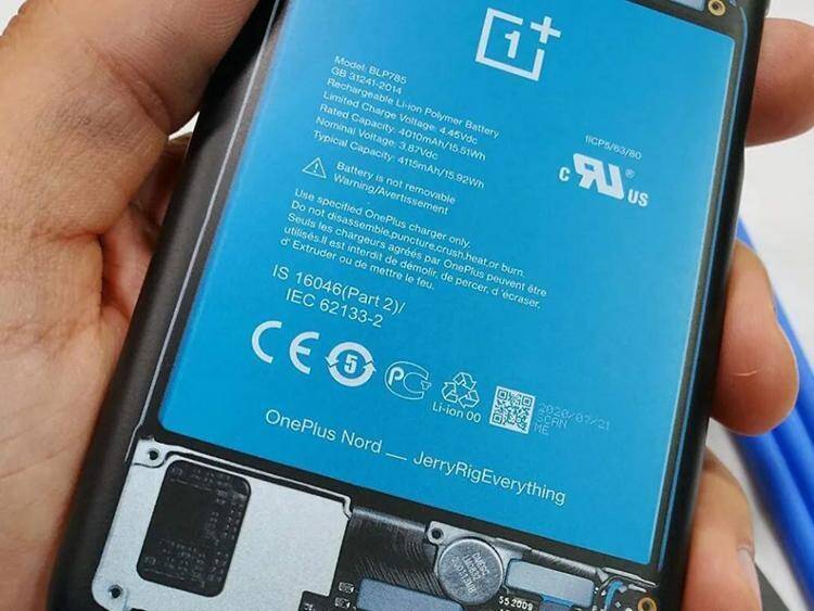 Внутренний аккумулятор OnePlus Nord с техническими данными