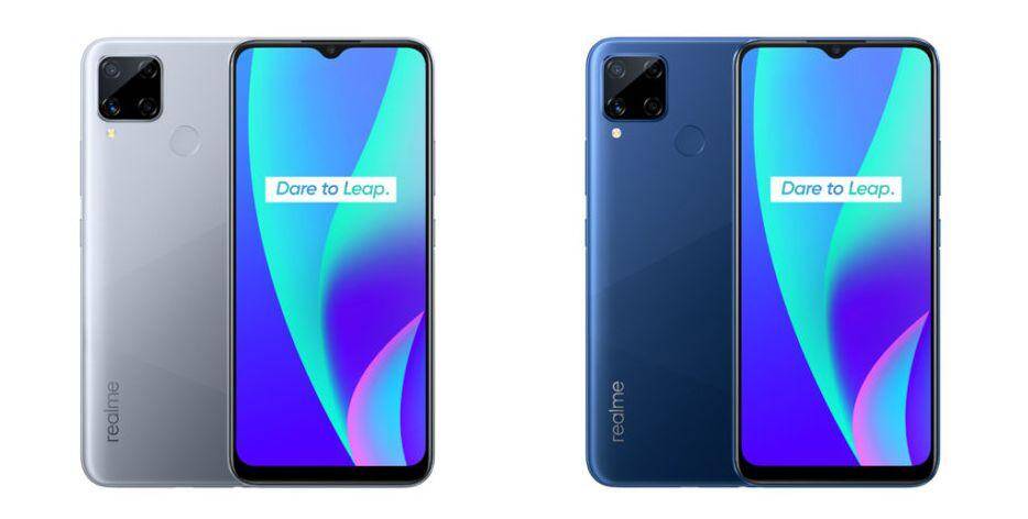 Смартфоны Realme C15 сзади и спереди экраны