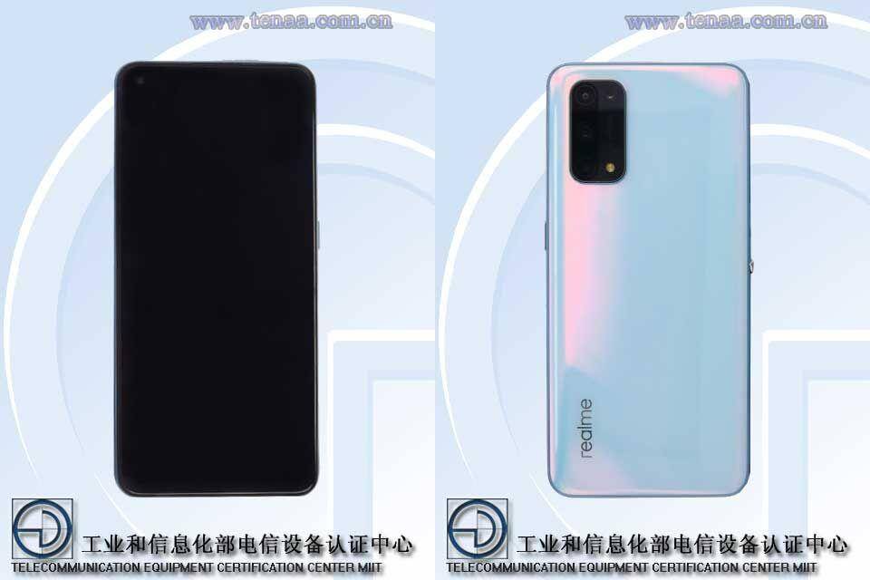 Смартфон Realme без экрана и задней камеры на заднем плане