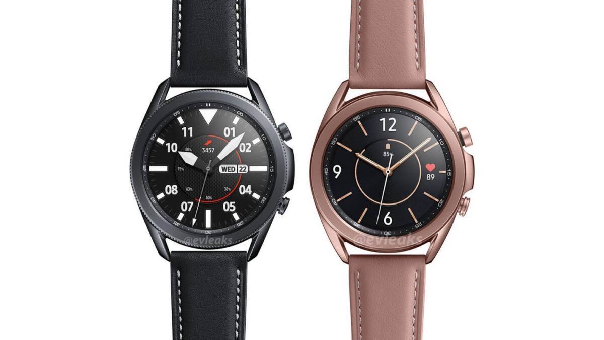 Samsung Galaxy Tab S7 и Galaxy Watch 3 могут дебютировать 22 июля 3 Две умные часы Galaxy Watch 3 с круглыми циферблатами и разными цветами корпуса и ремешков
