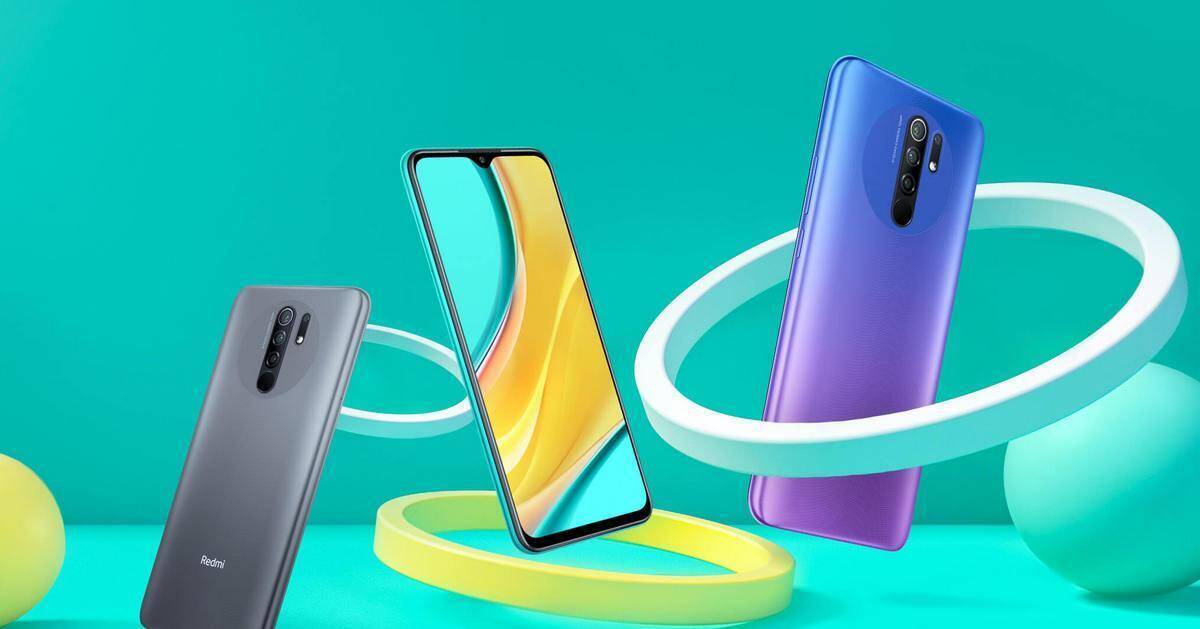 Красочные смартфоны Redmi 9 Prime сзади и спереди