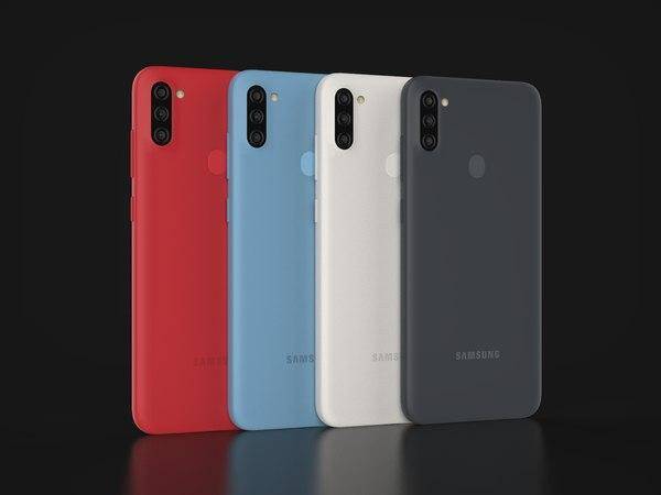 Четыре смартфона Sony Xperia 8 Lite в различных цветах задняя панель камера модуль и светодиодный вспышка