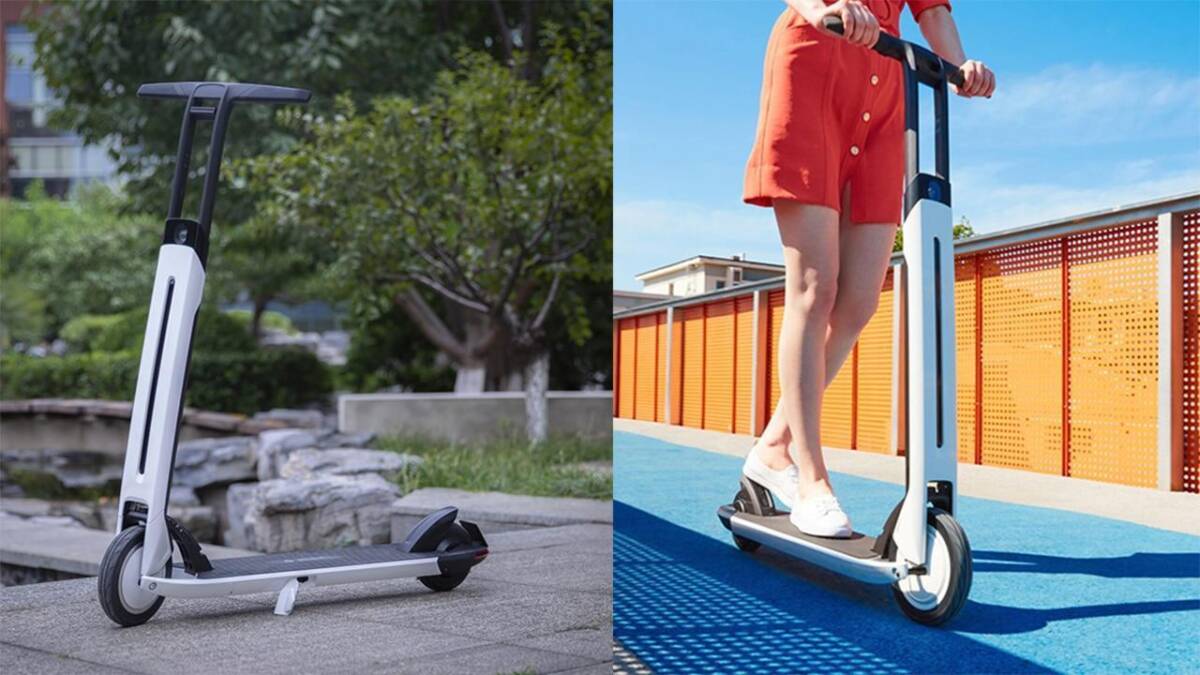Segway-Ninebot привезли новые самокаты в Россию 8 Самокат Segway-Ninebot на улице на асфальте, вид с фронта и сбоку