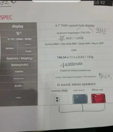 В сеть утекли подробные характеристики смартфона LG Q92 4 lg q92 leak b 362x420 3