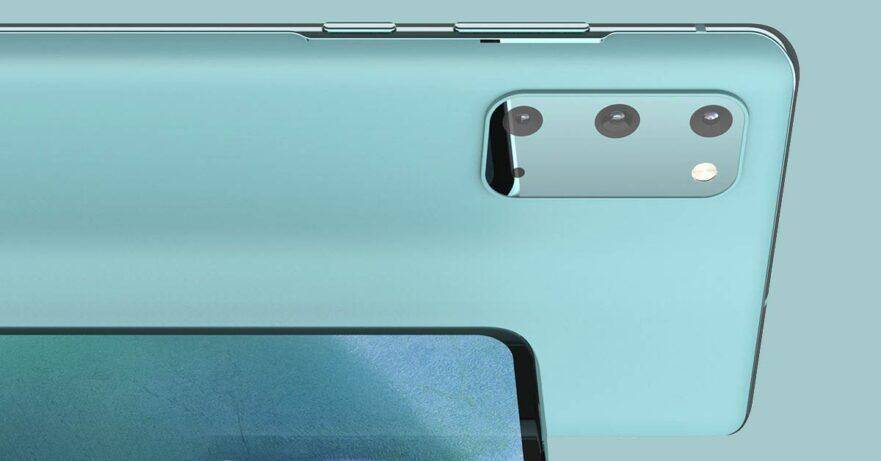 Задняя часть Samsung Galaxy S20 FE с тройной камерой и модулем для вспышки