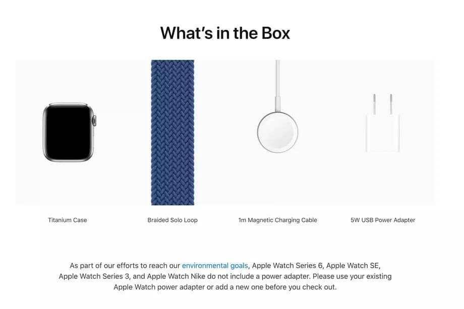 В комплекте Apple Watch Series 6 не будет зарядного устройства 7 Комплект с титановым корпусом браслетом магнитным зарядным кабелем и адаптером зарядки для Apple Watch Series 6